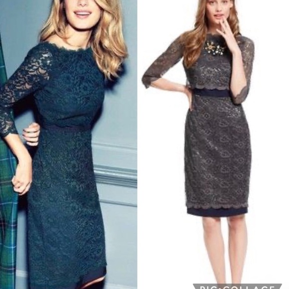 Boden Dresses & Skirts - Boden Brown Lace Long Sleeve mini dress v back sz 4 regular